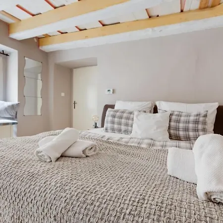 Old Crooked Beams Near Charles Bridge In Apartment