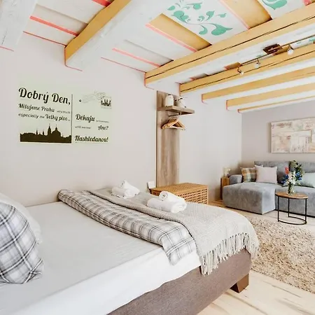 Old Crooked Beams Near Charles Bridge In Apartment Prague